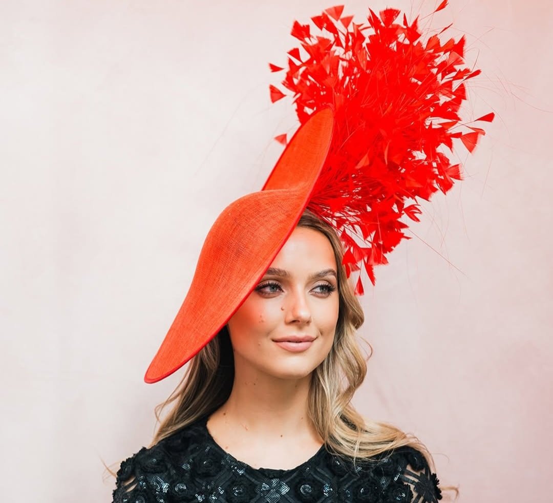 Red Showstopper from <a href="/aoifeharrison/">Aoife Harrison</a> #Irishfashion #hat #statementhat #red #redhat  #redfeathers #feathers #redfeatherhat #hatfortheraces #bestdressed  #hatforawedding #IrishFashionArt #aoifeharrison #irishdesign #CIFD