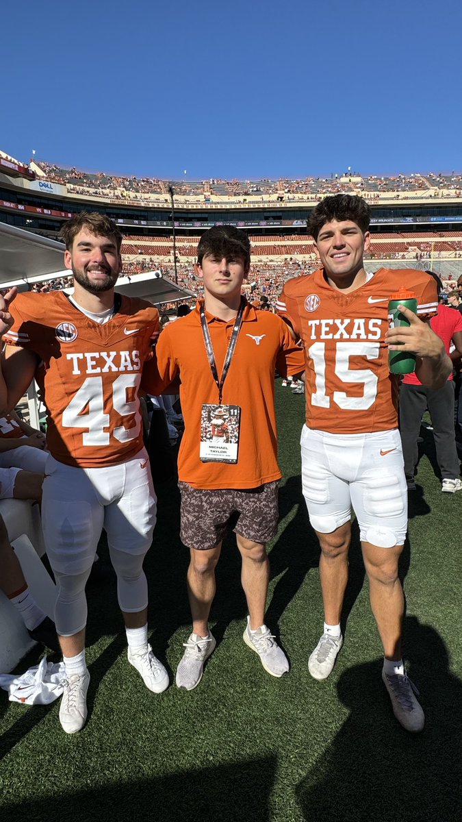 MICHAEL TAYLOR II (@26michaeltaylor) on Twitter photo Had an amazing time back at <a href="/TexasFootball/">Texas Football</a> ! Thank you <a href="/CoachJCros/">Jeff Crosby</a> and <a href="/CoachJeffBanks/">Jeff Banks</a> for having me out again!! #HookEm 🤘🏻
<a href="/NickGatto/">Nick Gatto</a> <a href="/HKA_Tanalski/">Adam</a> <a href="/STHFootball/">St. Thomas Football</a> Had an amazing time back at <a href="/TexasFootball/">Texas Football</a> ! Thank you <a href="/CoachJCros/">Jeff Crosby</a> and <a href="/CoachJeffBanks/">Jeff Banks</a> for having me out again!! #HookEm 🤘🏻
<a href="/NickGatto/">Nick Gatto</a> <a href="/HKA_Tanalski/">Adam</a> <a href="/STHFootball/">St. Thomas Football</a>