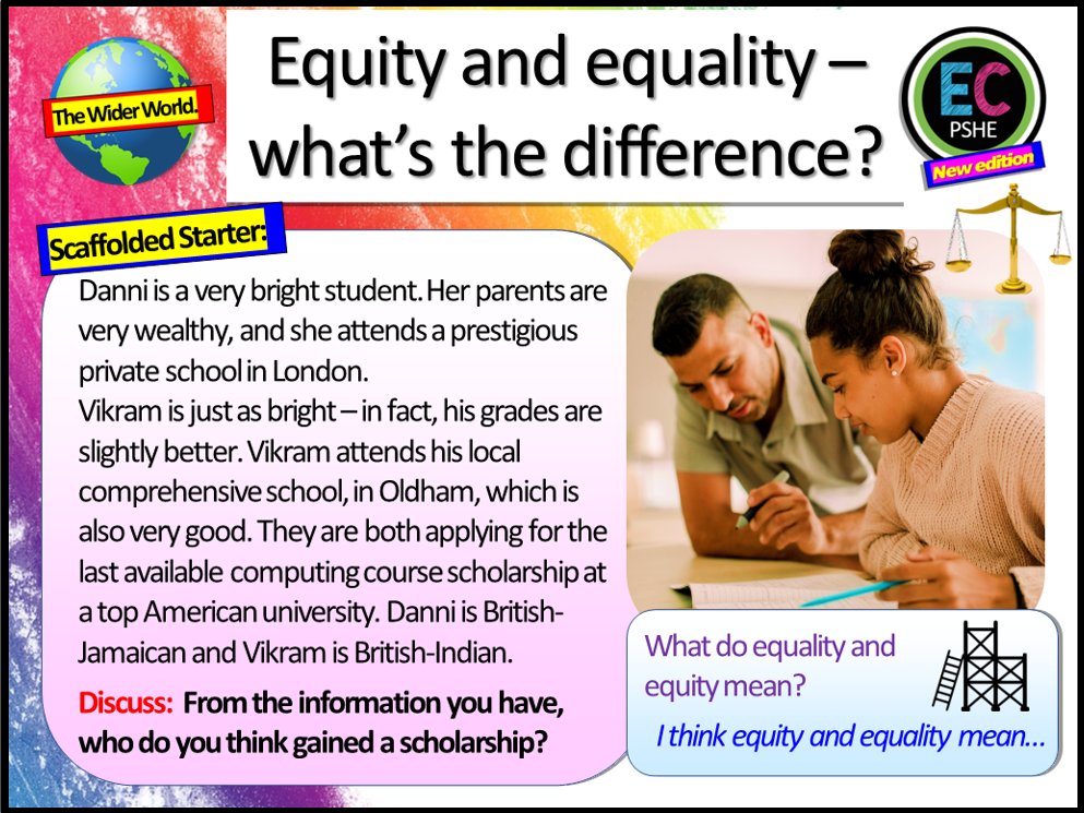 New, #FREE 2 hour #PSHE lesson answering - what is the difference between equality and equity? Find it here: tinyurl.com/42x9rz7e   #edchat #ukedchat #teachertwitter #pshe #rshe #TEACHers #edutwitter