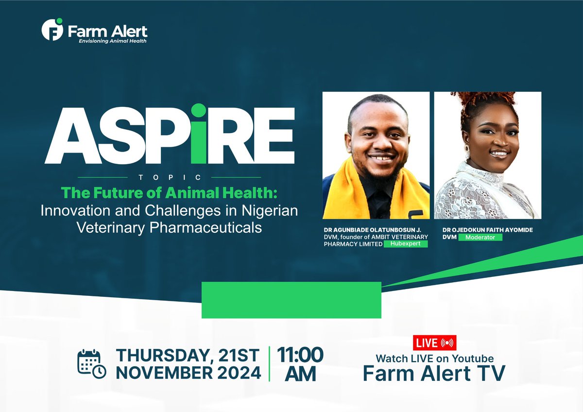 tunbosun_19's tweet photo. I was invited to speak on the innovation and challenges in Nigerian veterinary Pharmaceuticals by @Farmalert_ng also to commemorate the WAAW @IVSANigeria, I spoke on the impact of unqualified veterinary services, abused drugs and AMR 

Watch:
https://t.co/rpKlTDaP2c https://t.co/z0apmYmPK3