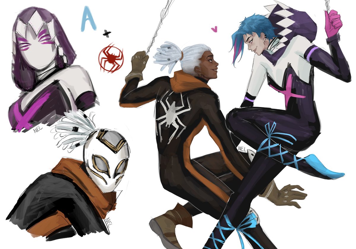 #Arcane X #Spiderverse Doodle to cope 

#Jinx #Ekko #TimeBomb