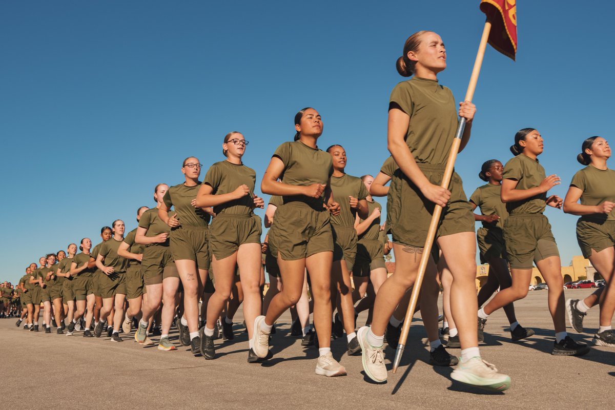 New #Marines with Mike Company, 3rd Recruit Training Battalion, conduct a motivational run at <a href="/MCRD_SD/">MCRD San Diego</a>.

The company motivational run is a three-mile cadence run conducted around the Depot and is the last physical training event the Marines will conduct before they graduate.