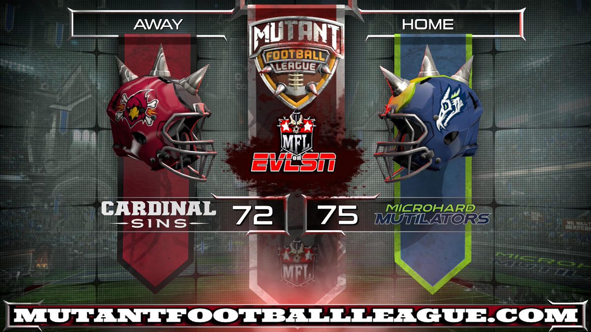 MutantFootball's tweet photo. HELL-o all you explosively ecstatic #FANATiCS #Followers and #Topfans!

It's Sunday, Bloody Sunday once again, and that means another #SundayNightSlaughter is on the table!

Tonight's slaughter is off to an early start at 2:00PM-MST with our first #Premier #Matchup of the day seeing the  Cardinal Sins entering Hard Crash Field the solid state of Microhard, Moshington to see how they handle the Microhard Mutilators!

https://t.co/p9Z6HRffDI

Then, join us for our second #Premier #Matchup as the Killadelphia Evils enter Los Scandalous Shake N Bake Arena, located in Los Scandalous, Crazedzonia to face the Los Scandalous Damned at 6:00PM-MST!

https://t.co/DkVl9K9oA8

And, of course, no Sunday Night Slaughter would be complete without dessert, so be sure to show up at 7:00PM-MST when Digital Dreams Entertainment Inc. #Streams #TheMFL on #EVLSN #LiVE as the current, consecutive, wo time Mayhem Bowl Champions of the Galaxy break off another #TimeWarp #Challenge, taking on the winners of both of today's premier matches in an attempt to show 'em exactly why the Karcass City Creeps are still the champs!

https://t.co/7pDpBhU1T7