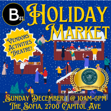 Shopping &amp; Santa!
In partnership with the Sacramento Co-Op and an array of local vendors - unique gifts, delicious treats and photos with Santa.
December 1st, 10am to 6pm
bstreettheatre.org/other/b-street…