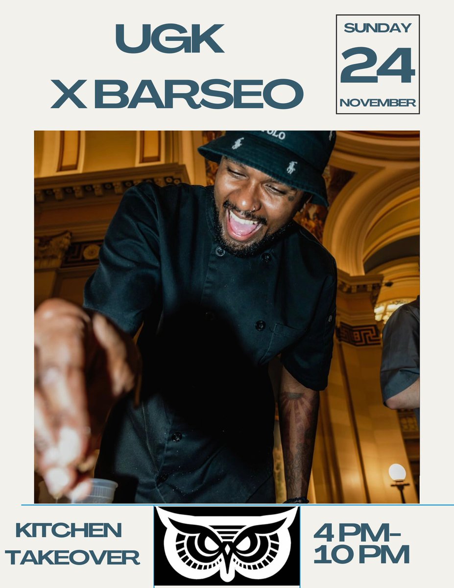 UGK X Barseo kitchen takeover today! 4pm-10pm