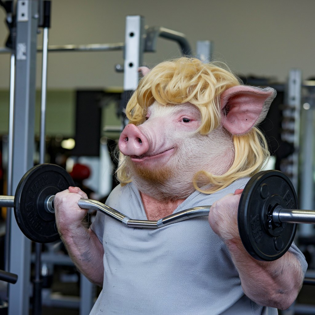 pigwithwig's tweet photo. Building muscles, building wealth—because a strong pig needs strong gains! 🏋️‍♂️💪 Flexing both at the gym and on the charts. Fitness first, then #moonshot moves! 🐷 https://t.co/FdNIwD5CMC