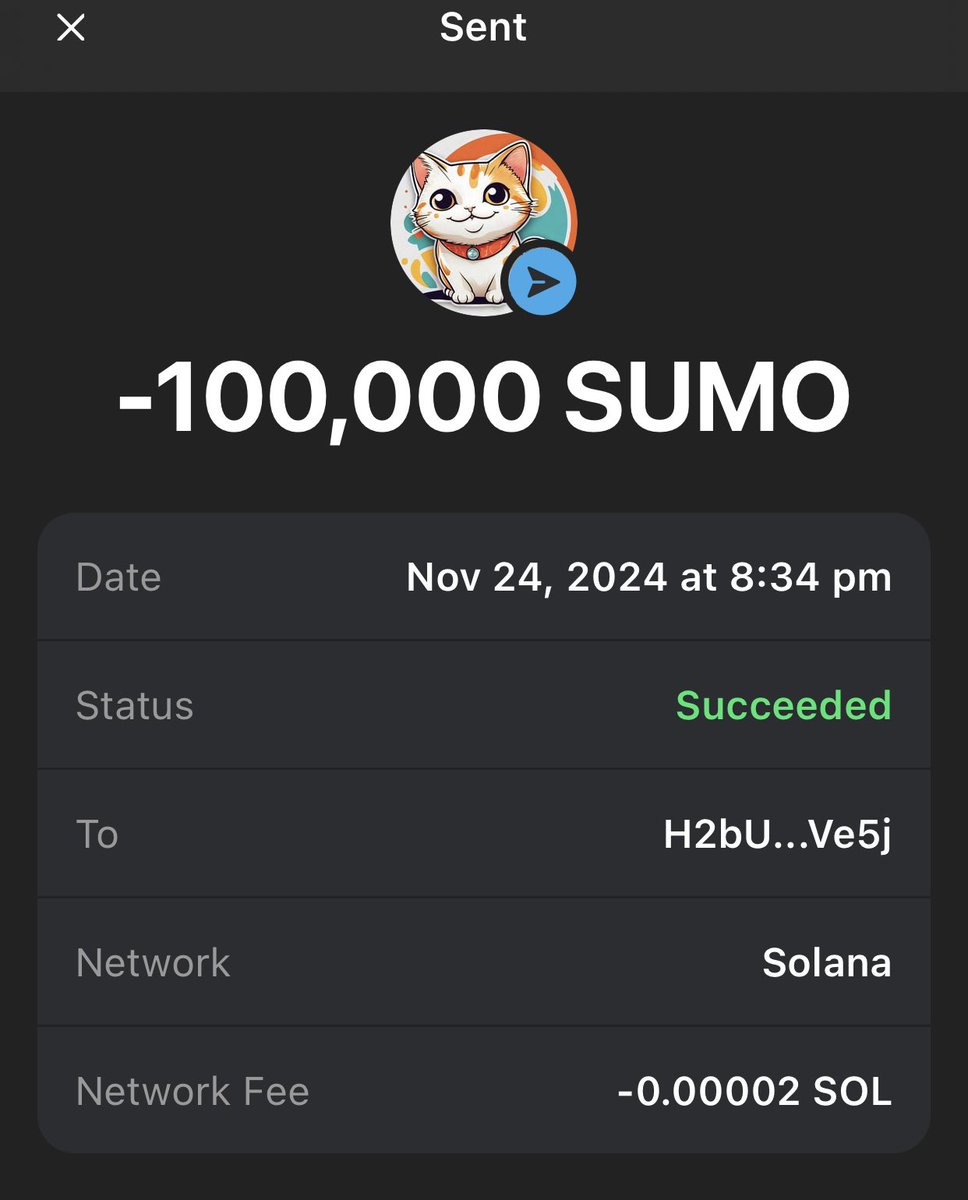 SumoCatCTO's tweet photo. Fastest Fingers 💰💥🚀

• RT + Like pinned 📌
• Drop $SOL address 

Distribution within next 24 hours ⏰

JOIN PRESALE $SUMO ⬇️
Send $SOL to: 5FoRouv7P3DmFvHJdhh9mC2RaasTx91aCfEKGJ62S7S6

Min 0,2 $SOL https://t.co/0AcWISakyn