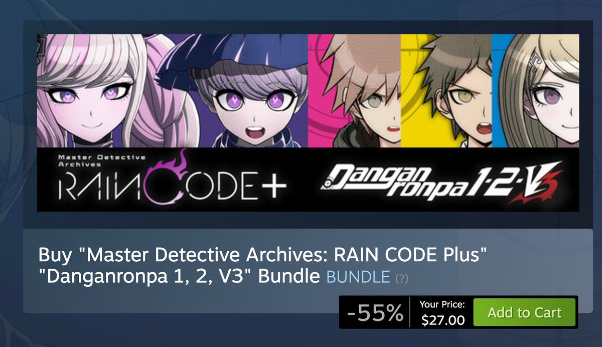 Wario64's tweet photo. Master Detective Archives: RAIN CODE Plus is $27 on Steam if you own Danganaronpa 1/2/3. Might be cheaper during the Steam sale later this week https://t.co/Bd0tm1wP14 https://t.co/Maas3rjmFX