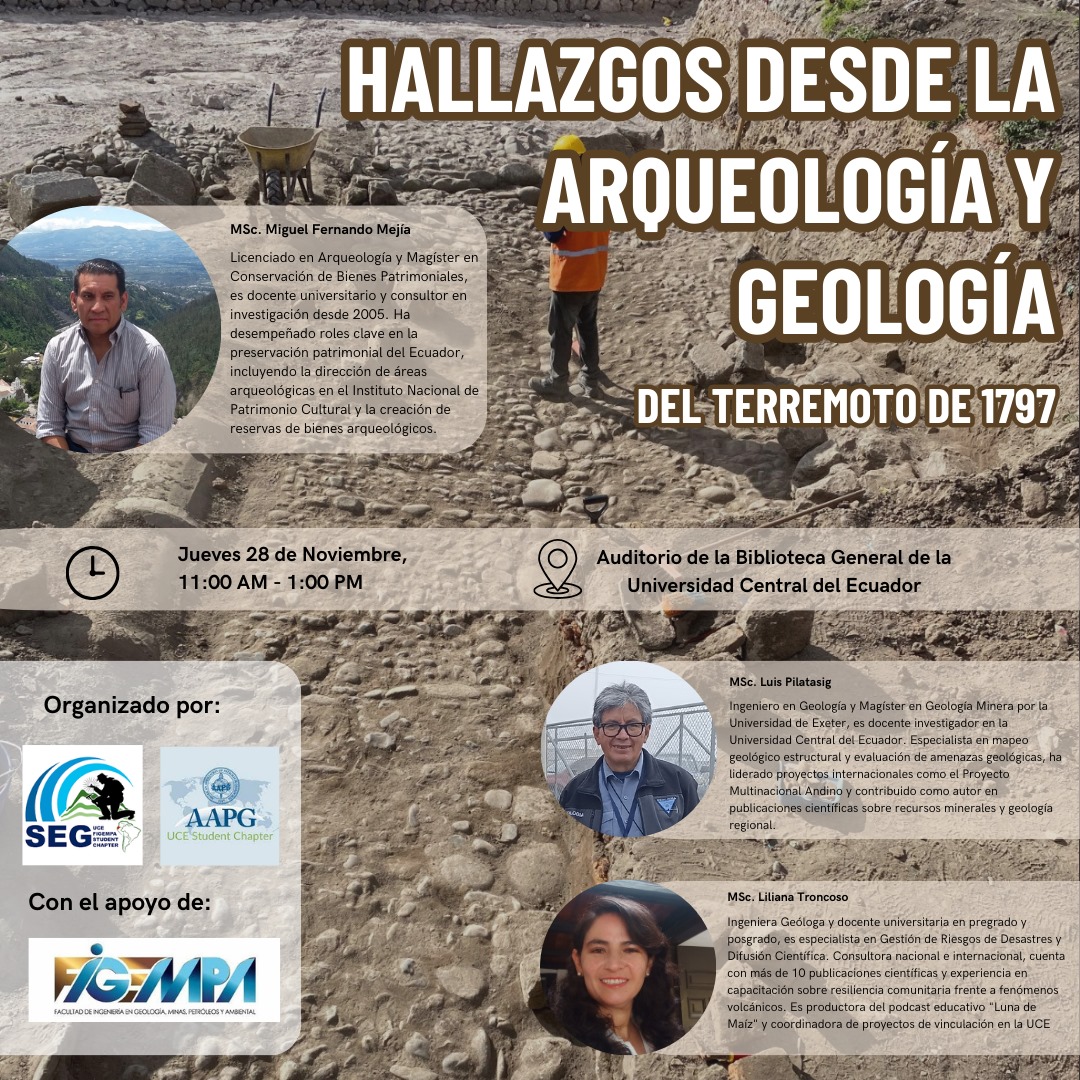 aapg_uce's tweet photo. 🏔⚒Estimada comunidad geocientífica ⚒🏔

Los capítulos estudiantiles AAPG UCE y SEG UCE con el apoyo de la Facultad de Ingeniería en Geología, Minas, Petróleos y Ambiental  tienen el honor de invitarlos al evento:  

Inscríbete en: https://t.co/oubK9fij6w https://t.co/XtEhEKLKet