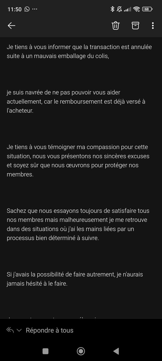 Alix1206's tweet photo. Et j'ai droit à une réponse automatisée. Merci de m'aider en retweetant https://t.co/QsJtdzWJj2
