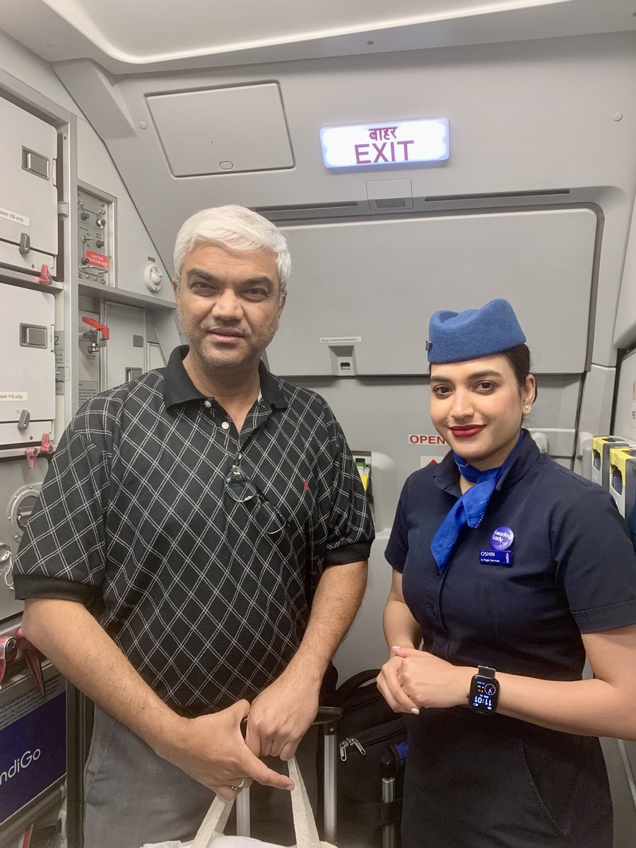 sudiptoman's tweet photo. @IndiGo6e Appreciate warmth of Oshin-the Leading Lady of 6E6154, recognising me (PNR# Z585QD) as a passenger in her flight two days ago. I’m sure she meets hundreds of passengers daily! The smile &amp; energy of her crew members was distinctly visible - truly a leading lady https://t.co/dWim8h60nh