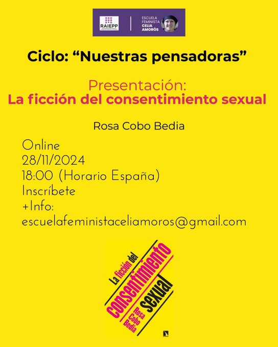 Compañeras y amigas, el jueves presentaré este libro en el marco de la Escuela Celia Amorós. Es una actividad gratuita de RAIEPP