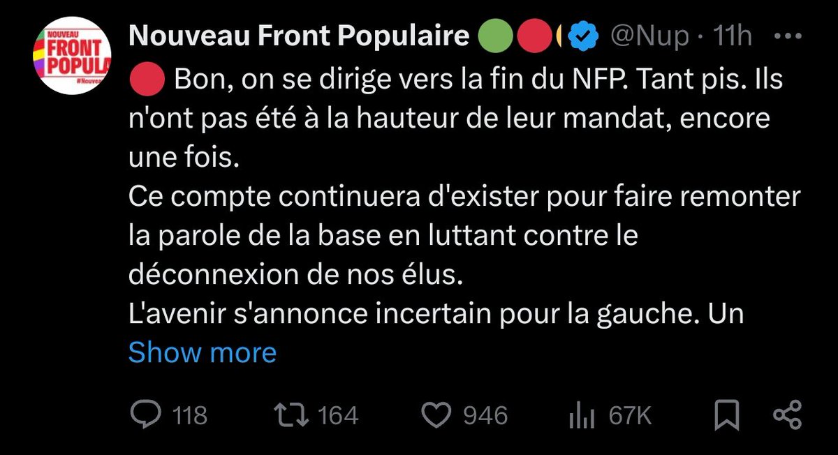 Nicolas69571's tweet photo. @MathildePanot En attendant, c'est le NFP qui tombe.
"ON A GAGNEYY" 🤡 https://t.co/dQ2cXDwqPd