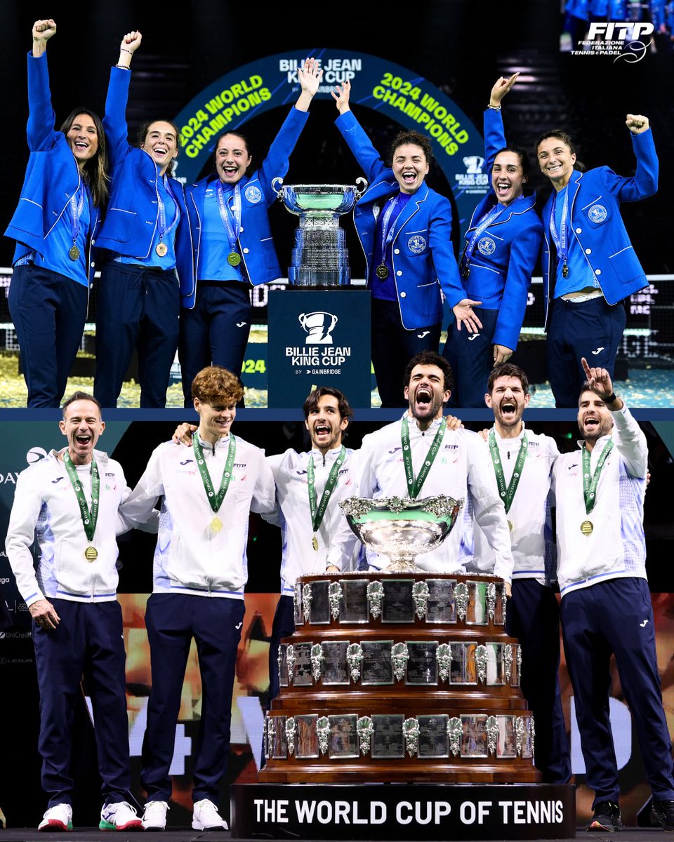 Campioni mondiali di TUTTO 🇮🇹

Grazie ragazze, grazie ragazzi 💙

#DavisCup | #BillieJeanKingCup | #TeamItaliaLavoropiu
