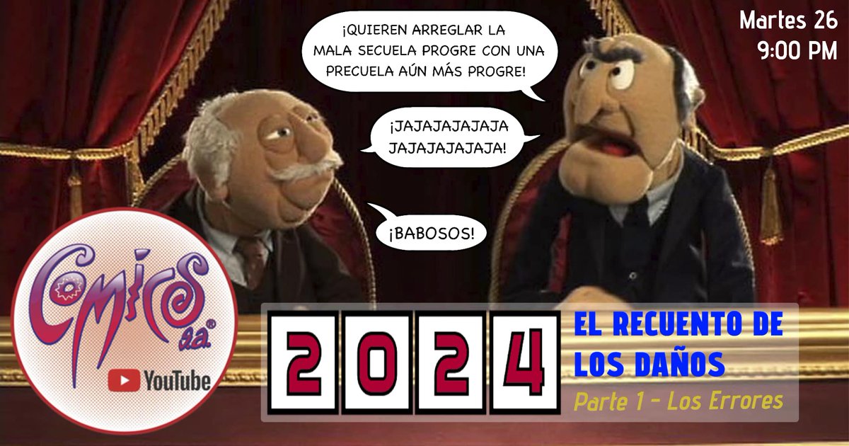 ComicsSAOficial's tweet photo. Es la recta final del año y empezaremos enumerando los descalabros como buenos viejitos gruñones que somos...
Martes 26 21:00Hrs
https://t.co/AplOg0GO18
#comicssa #comics https://t.co/3Lz7Qn3N6y