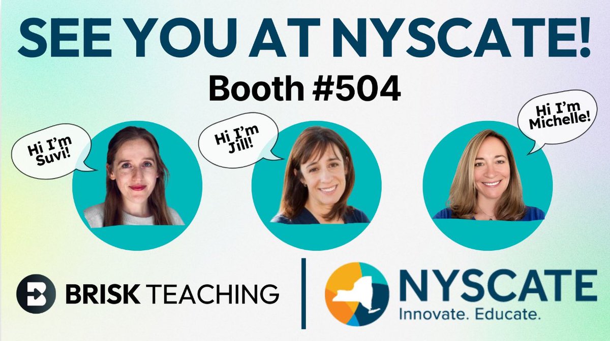 Make sure to find our <a href="/briskteaching/">Brisk Teaching</a>  team at NYSCATE 🎊 and don’t miss Michelle Cummings and Joanne Seale for their session on “Enhancing Student Feedback“ Tuesday at 11 AM. #NYSCATE