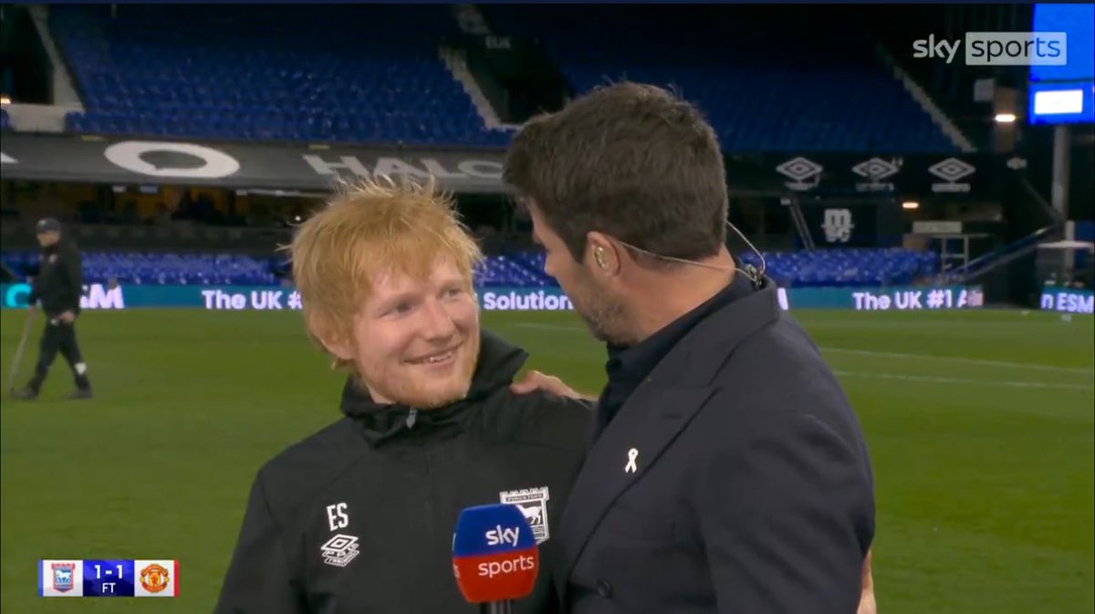 JayMotty's tweet photo. The fucking state of this egotistical clown who knows nothing about football interrupting a Ruben Amorim interview to chat to Ed Sheeran https://t.co/wrjHPHwYsA