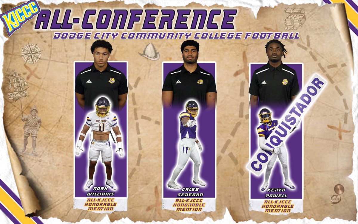 GoConqs's tweet photo. 🏈Football | #GoConqs

Congrats to our Conquistador Football athletes who earned KJCCC All-Conference honors #BurnTheBoats

🏈Sam Brooks (1st Team) @sam_brooks232 
🏈Stone Wilson (2nd Team) @StoneWilson13 
🏈Quentin Butler (2nd Team) @QuentinButler17 
🏈Tory Gethers (2nd Team) @ToryGethers_ 
🏈Kerya Powell (Honorbale Mention) @therealkp0 
🏈Caleb Sedegan (Honorable Mention) @CalebSedegan 
🏈Noah Williams (Honorable Mention) @21Noahwilliams