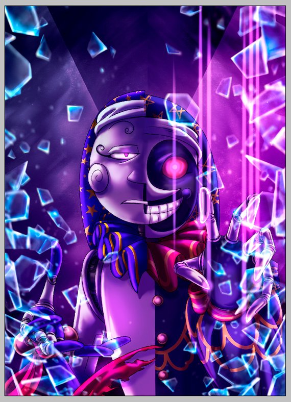 WIP of the Nexus-art: Finally could pick up the sketch and work on this again. Roughly 50-60% done. 
You sure can say something broke within him...
#FNAF #securitybreach #TSAMS #SAMS #SunandMoonShow #Nexus #DarkSun #Ruin #daycareattendant