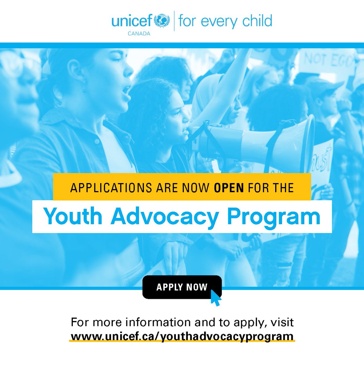 UNICEF Canada (@unicefcanada) on Twitter photo Are you a young person in Canada wanting to learn about how to become a powerful advocate and activist on the issues that you are passionate about? Apply now to <a href="/UNICEFCanada/">UNICEF Canada</a>’s #YouthAdvocacyProgram!
Applications open until December 15! 📢👇 unicef.ca/youthadvocacyp… Are you a young person in Canada wanting to learn about how to become a powerful advocate and activist on the issues that you are passionate about? Apply now to <a href="/UNICEFCanada/">UNICEF Canada</a>’s #YouthAdvocacyProgram!
Applications open until December 15! 📢👇 unicef.ca/youthadvocacyp…