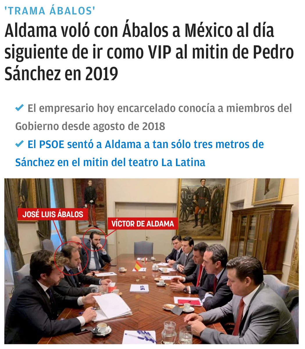 Capitana_espana's tweet photo. 💥BOMBAZOOOOOOOOOOO 

Miren lo que acabo de encontrar en internet!!!

⚠️ Aldama voló con Ábalos a México al día siguiente de ir como VIP al mitin de Pedro Sánchez en 2019 https://t.co/SlihLskwRN
