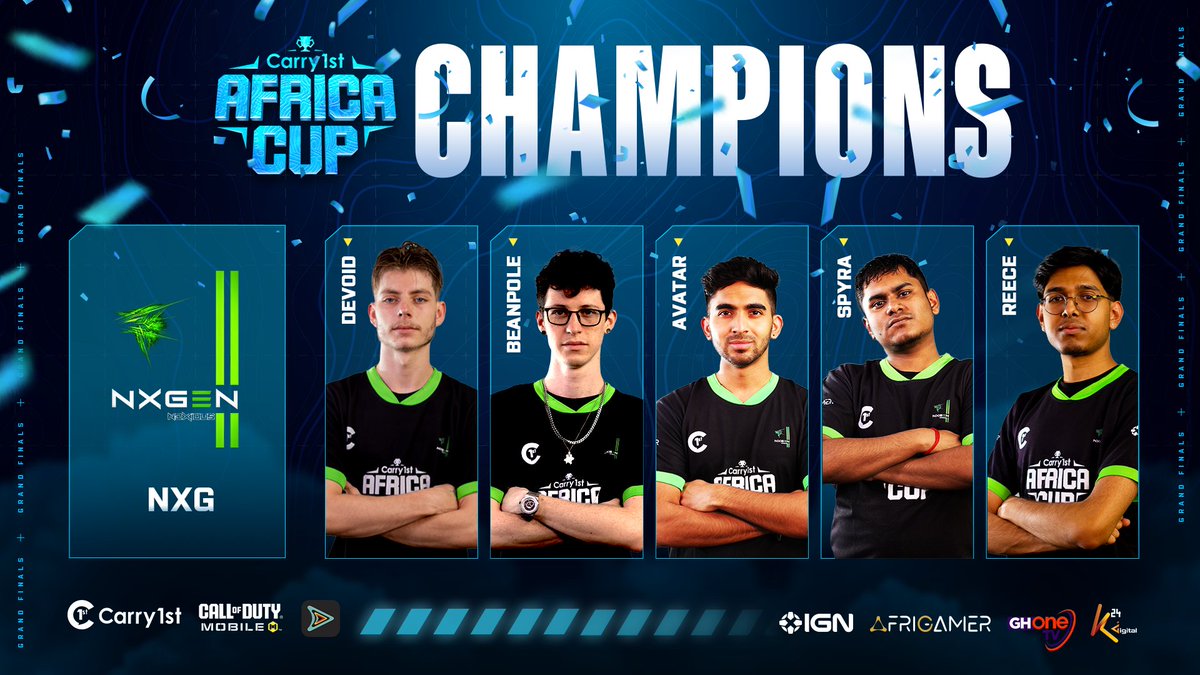 carry1st's tweet image. NOXIOUS NXGEN ARE YOUR CARRY1ST AFRICA CUP CHAMPIONS🏆

#carry1stafricacup #carry1stcup @K24Tv @ghonetv @afromobileug @habaristartv @_Noxious_gaming