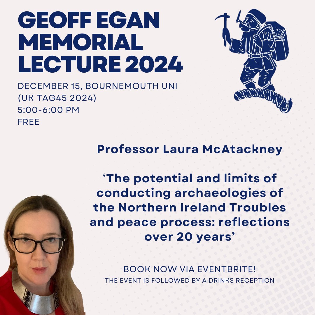 Soc Post-Med Archaeology (@spma) on Twitter photo We invite you to join the Geoff Egan Memorial Lecture 2024. The event is free and followed by a drinks reception.
Register via Eventbrite eventbrite.com/e/the-geoff-eg…… or join as a <a href="/TAG45BU/">TAG45 @ Bournemouth</a> delegate through conference registration #geoffegan #spma #archaeology We invite you to join the Geoff Egan Memorial Lecture 2024. The event is free and followed by a drinks reception.
Register via Eventbrite eventbrite.com/e/the-geoff-eg…… or join as a <a href="/TAG45BU/">TAG45 @ Bournemouth</a> delegate through conference registration #geoffegan #spma #archaeology