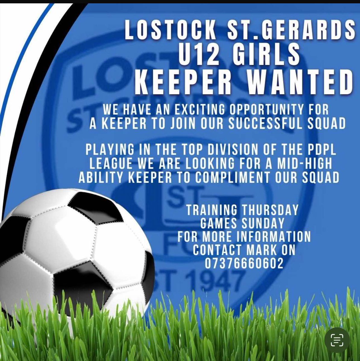 If any u12 keepers are looking for a team, please contact Mark