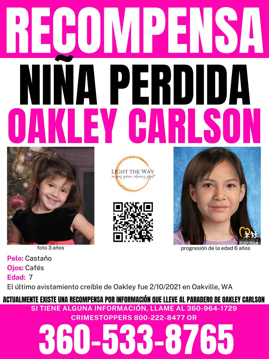 It’s #MissingPosterMonday and we need your help sharing #OakleyCarlson’s flyer to help spread awareness! #Washington #MondayMotivation #Missing #MissingPerson #Reward #JusticeForOakley