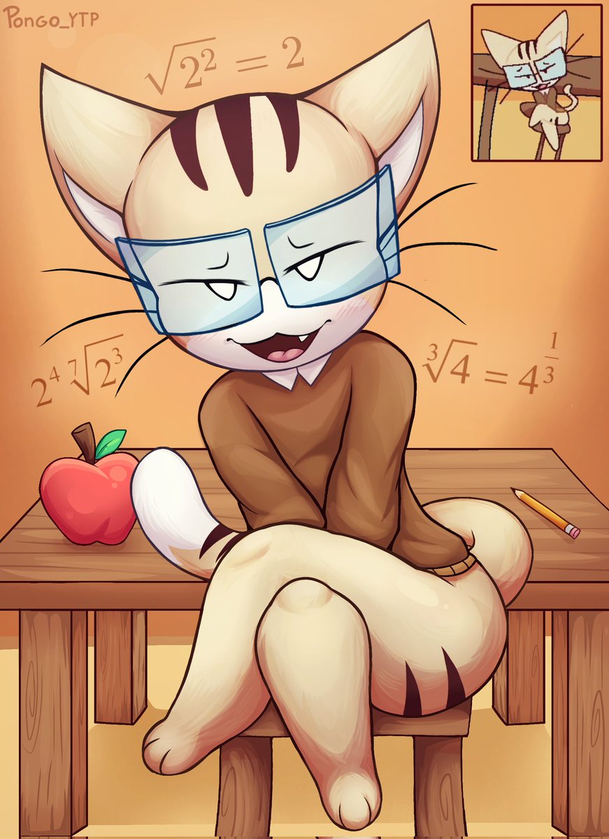 Lo siento, pero necesitaba hacer un dibujo de este profesor gato haciendo esta Pose 🥺
(Me encanta el diseño de tu Oc es muy lindo >w<  hsksjskss)

#furryart #furrycommunity