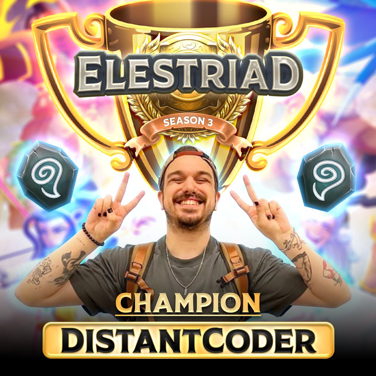 Elestrals's tweet photo. Our extraordinary Elestriad tournament has come to close!
Congratulations to @distantcoder, your #Elestriad: Season 3 CHAMPION! ππ
https://t.co/0yEMSFkPvb https://t.co/XEEOirQyLi