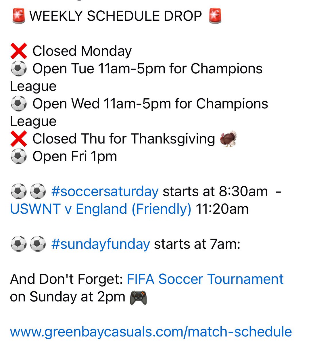 Come see us this week! (But not Monday or Thursday 😉)