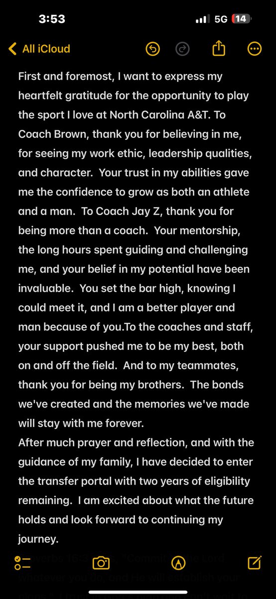 I will be entering the transfer portal with 2 years of eligibility (and a redshirt) remaining. 
Proverbs 16:3