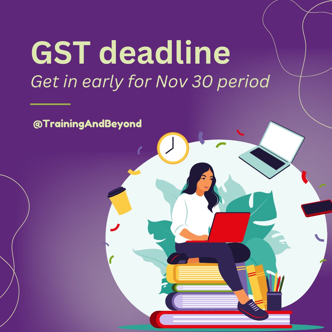 TrainingBeyond's tweet image. The GST return for Oct/Nov is due on 15 January, so to avoid the post-holiday scramble, we recommend completing your GST filing by early December.

If you need help, the TBL team are here to support you every step of the way.

#Bookkeeper #XeroTraining #Xero #SmallBusiness
