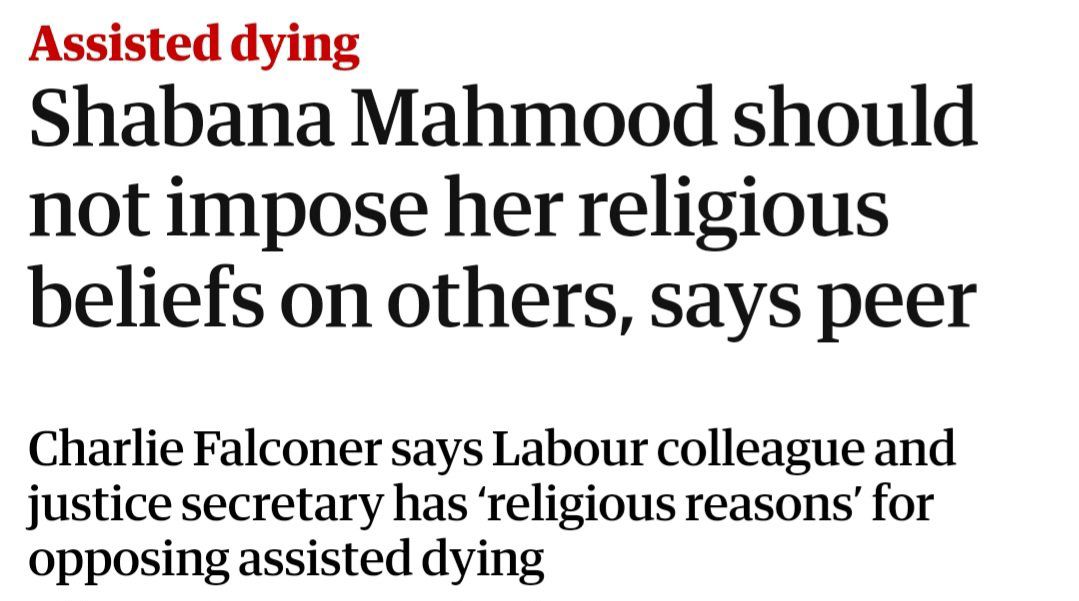 I am sick and tired of religious people imposing their weird sanctity of all human life on the rest of us

Just stop it Shabana Mahmood, Gordon Brown, Mother Teresa, Martin Luther King Jr, Mahatma Gandhi, William Wilberforce

Just put a sock in it and the world will thank you