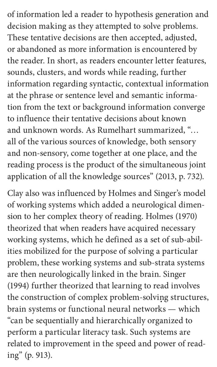 HelenProulx2's tweet photo. “Clay's literacy processing theory is complex &amp; multifaceted, &amp; she cautioned that "if literacy teaching only brings a simple theory to a set of complex activities, then the learner has to bridge the gaps created by the simplification" (2015, p. 105)...https://t.co/98gGcR4uV8 https://t.co/4ArtqHv6fv
