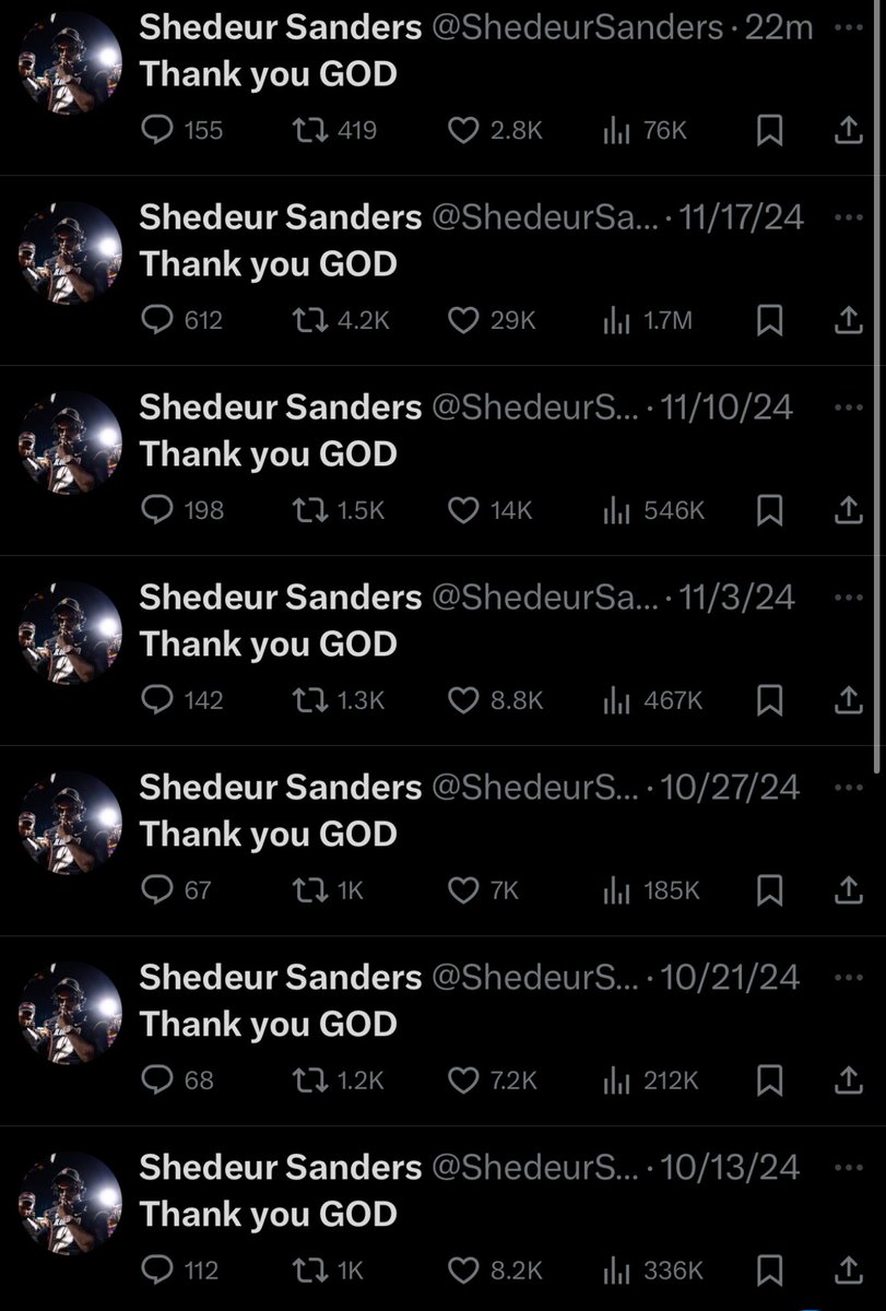 MLFootball's tweet photo. 🚨TRENDING: TOP-QB PROSPECT SHEDUR SANDERS POSTED “THANK YOU GOD” IMMEDIATELY AFTER THE NEW YORK #GIANTS LOST.

👀👀👀

Sanders has done this after every Giants loss this season… and has interacted with multiple G-men posts in the last couple weeks. https://t.co/zdj9mieGve