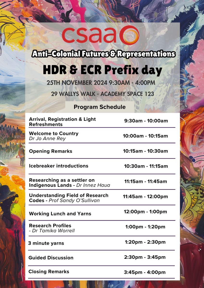 The <a href="/CSAAustralasia/">CSAA</a> 2024 Prefix Day kicks off on Wallumattagal Campus today, facilitated by Dr Tamika Worrell <a href="/tameekz/">Dr Meekz</a>  &amp; Dr Innez Haua <a href="/HauaInnez/">Innez Haua</a>. Stay tuned for more updates.