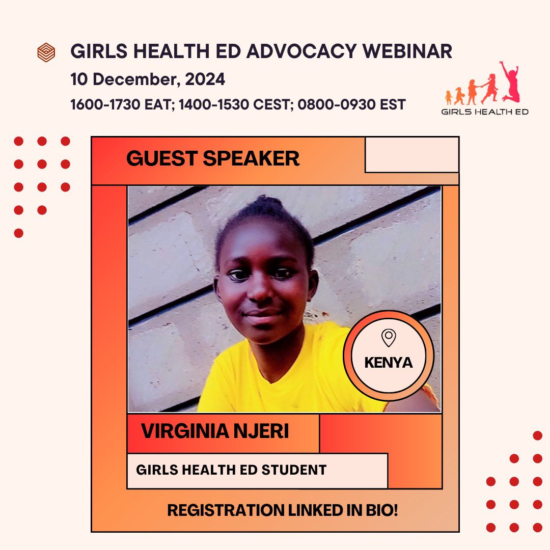 Meet our next GHE #advocacy #webinar speaker, Virginia Njeri! A former workshop participant from Kenya, Virginia will share her journey with our #CSE curriculum and her passion for #advocacy. Register here docs.google.com/forms/d/e/1FAI…