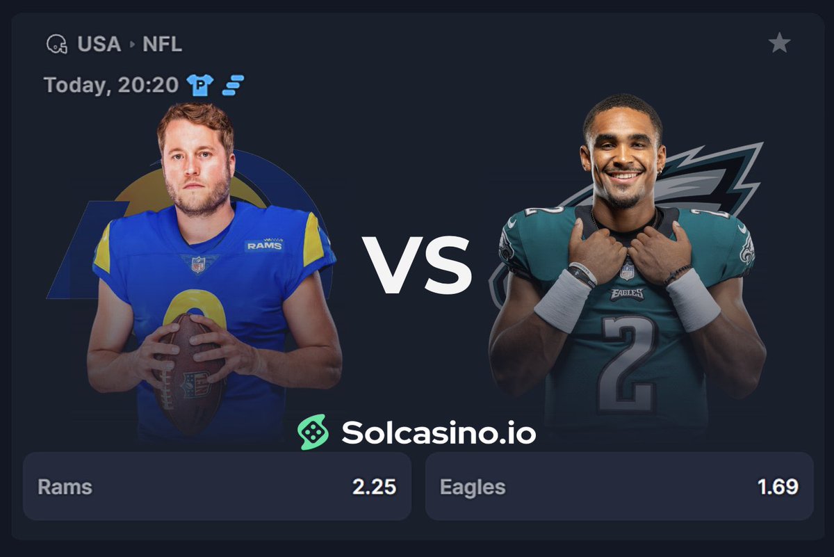 Locked in for the Eagles vs Rams game tonight 🔐

Like, RT and drop your predictions for a chance to win $100 free sports bet on <a href="/solcasino/"></a> 🤞