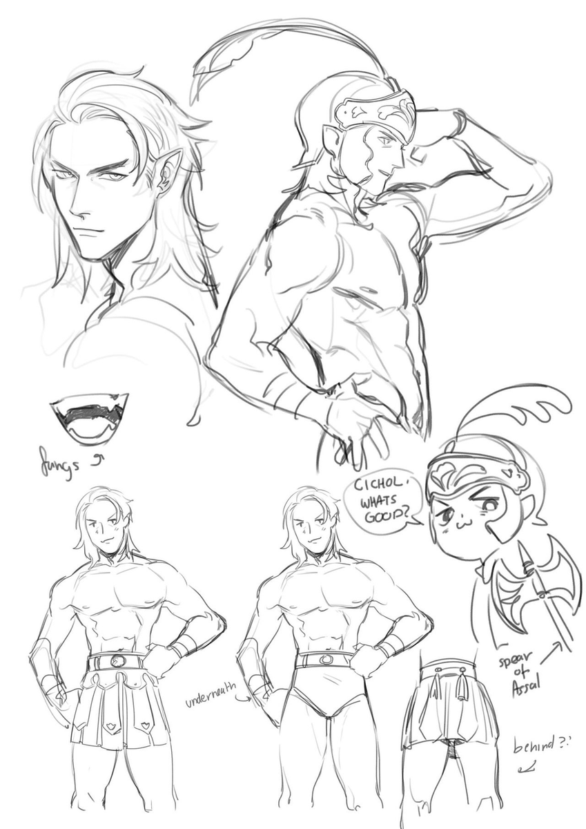 latest vs first sketches of Saint Indech 