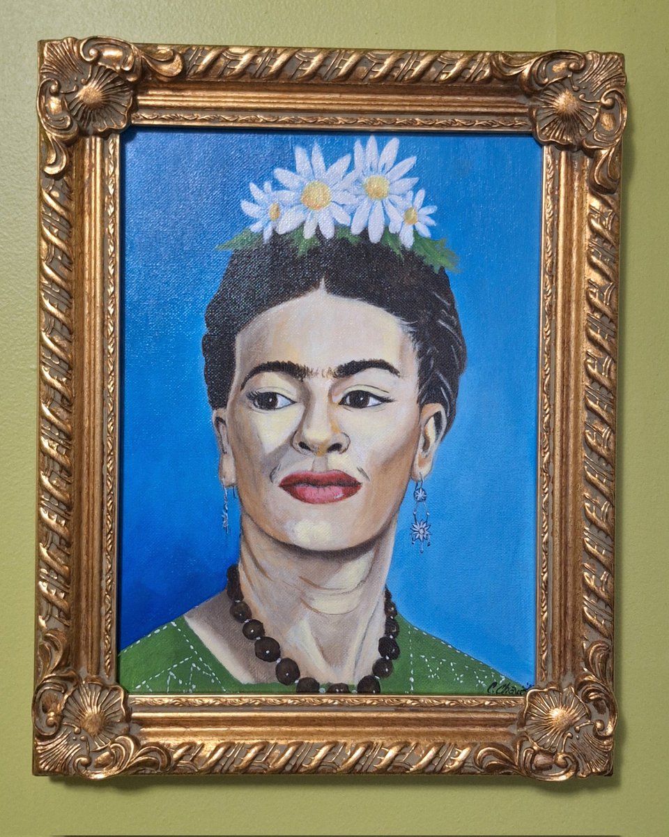 ChChavis's tweet photo. She's been framed! And I love it!
#fridakahlo 
#acrylicpainting 
#framedart https://t.co/dJrpLeB0rb