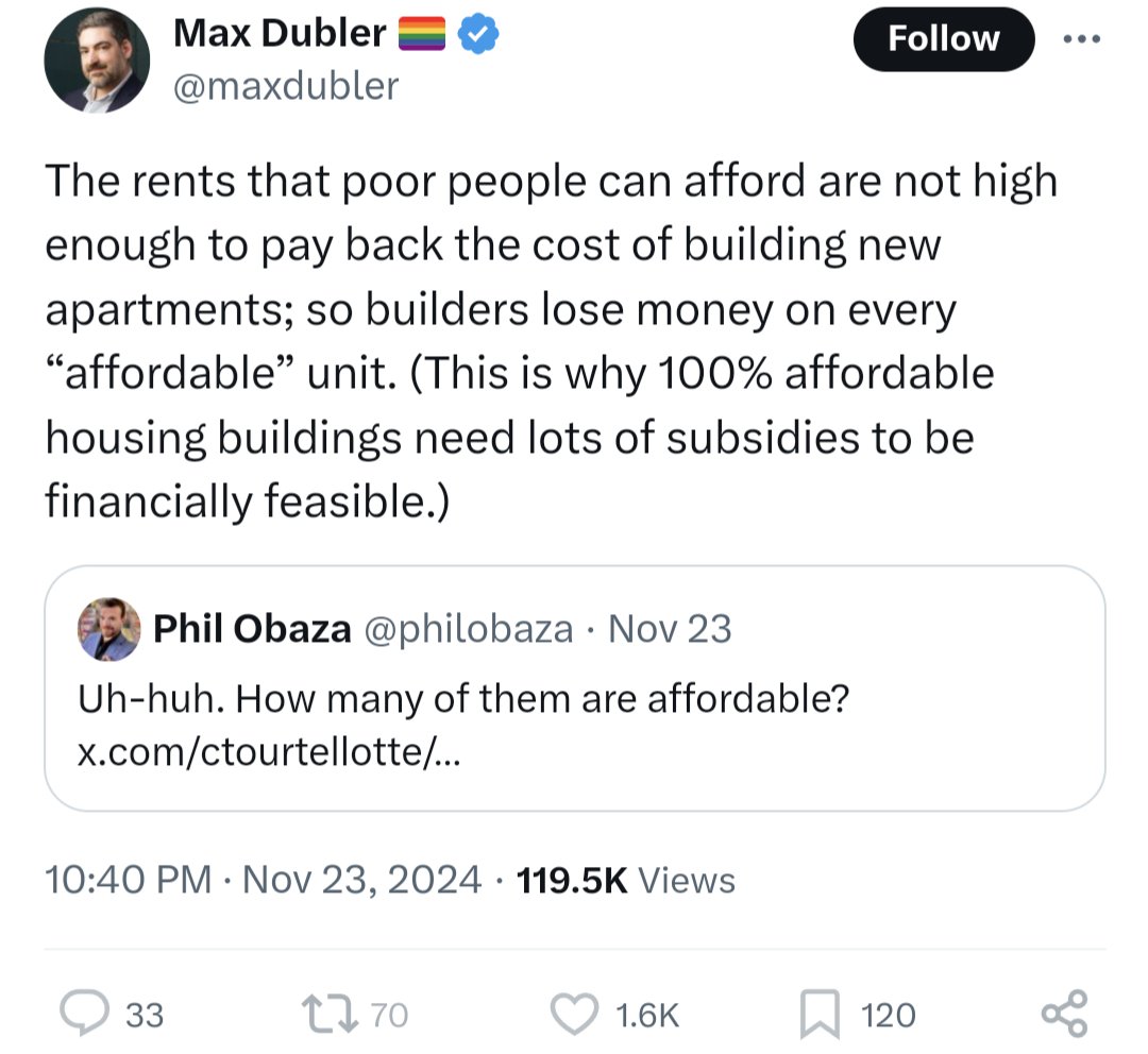 The primary role played by YIMBYs is rolling back affordability mandates in favor of market rate housing. They prefer housing that's segregated by income, rather than integrated.