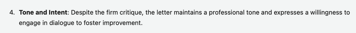 joehas's tweet image. An uncooperative person I´m in conflict with (over a minor matter) accused me of an abusive tone in our correspondence.

I hear you but I do not agree with your characterisation. Let´s see what ChatGPT says, I said. I ran my complaint through and bingo.

#ChatGPTUseCases.