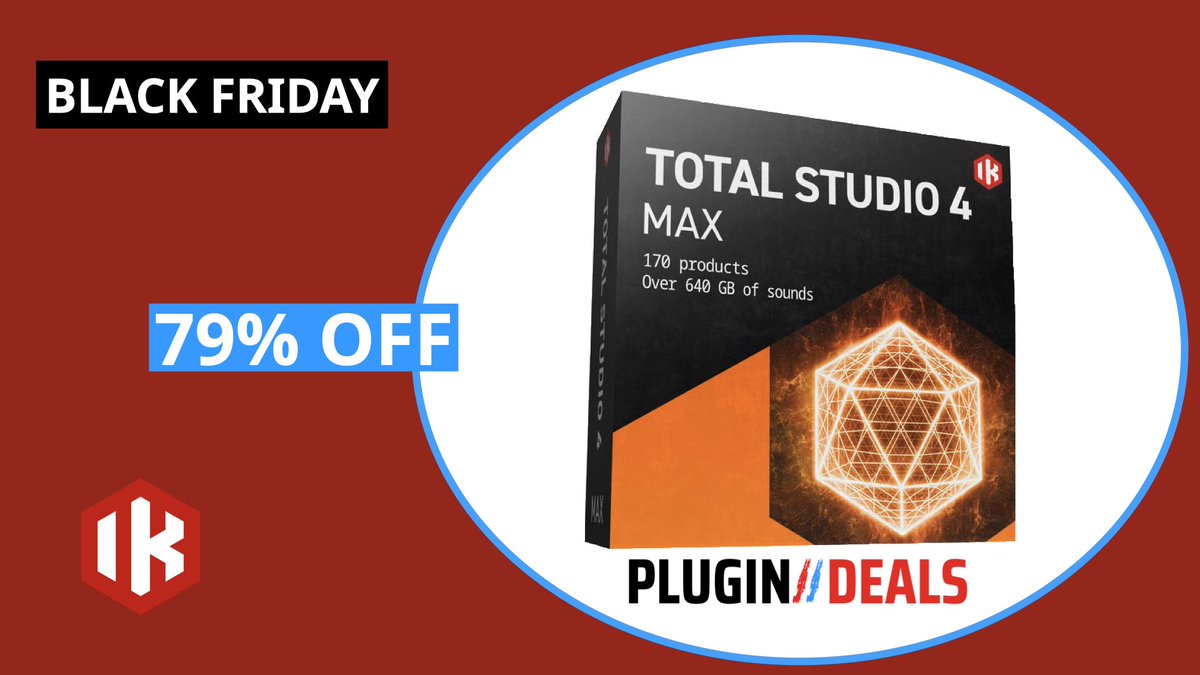 synthanatomy's tweet image. Total Studio 4 MAX for $149/149€, get IK’s flagship software bundle with a 79% OFF discount: plugin.deals/best-audio-plu… 
#synthesizer #synth #vstplugins #vstplugin #blackfriday #plugindeals #synthanatomy