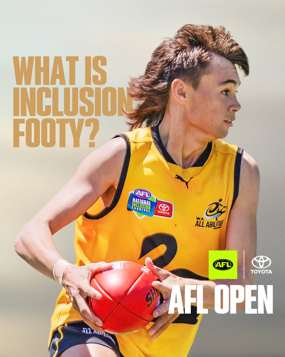 AFL's tweet photo. A game for all π
Inclusion footy is featuring at the @Toyota_Aus AFL Open, running from November 21-26.
#goodforfooty https://t.co/UfUH9RpzZ4