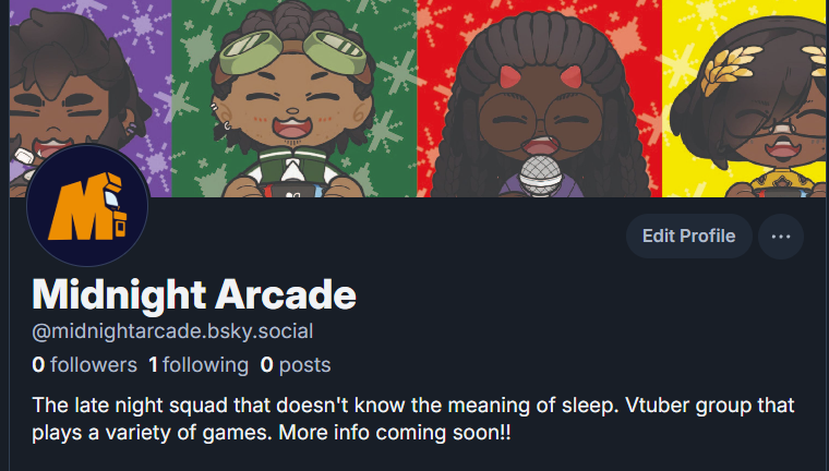 LateNightCoinz's tweet photo. The Arcade is now on #Bluesky ! 
You can follow us here: 
https://t.co/T9jp9aDfrB

#midnightarcade #vtubers #VtuberEN https://t.co/9HBm5v8c2d