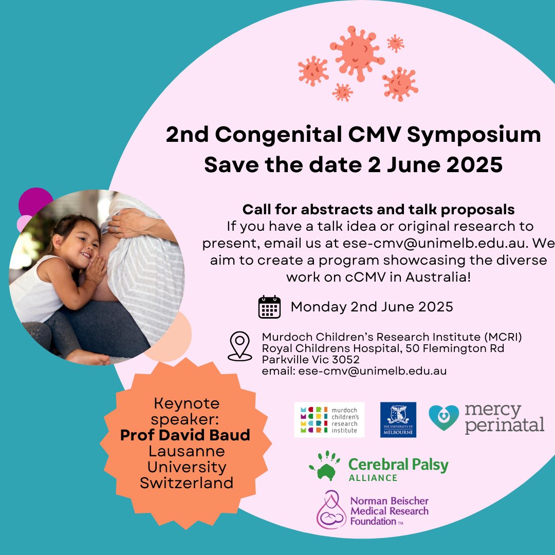 So excited to announce the date for our next Australian Congenital CMV symposium - 2nd June 2025 - and our international guest speaker, maternal fetal medicine specialist Prof David Baud from Lausanne University, Switzerland! <a href="/ISPDHQ/">ISPD</a>