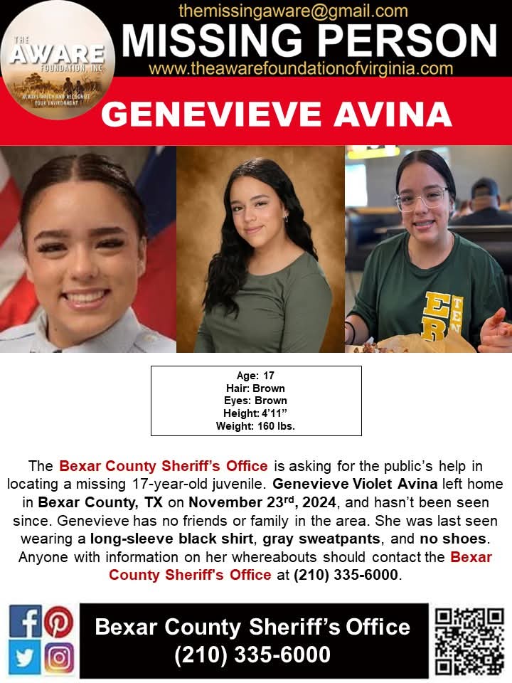 Please use your platforms to help find:

Genevieve Avina

#Missing 
#SanAntonio