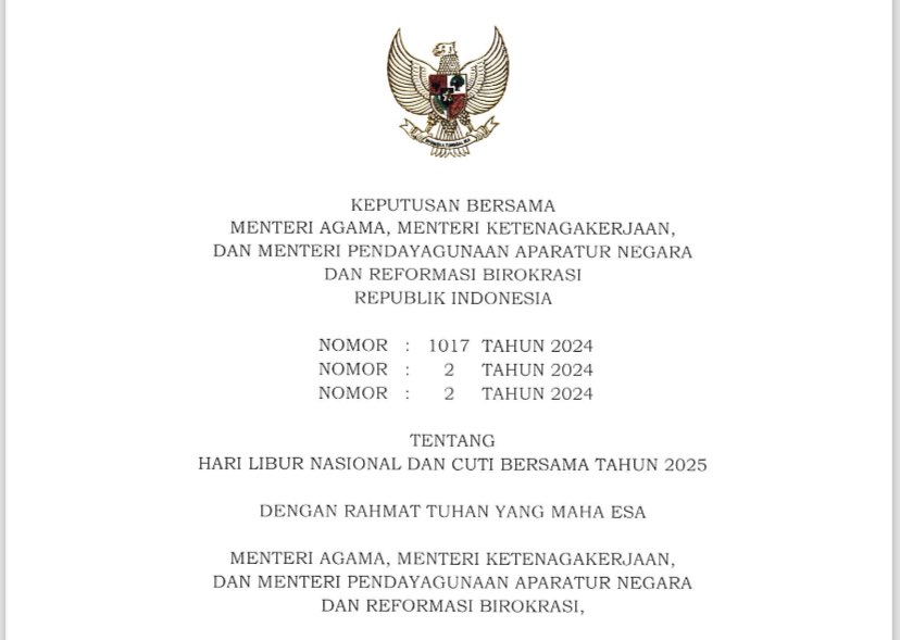 📌JADWAL HARI LIBUR NASIONAL DAN CUTI BERSAMA TAHUN 2025📌
